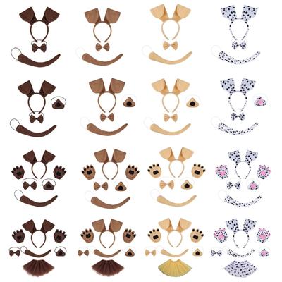 Kinder Hund Kostüm Set Enthält Hundeohren Stirnband Hundeschwanz Hundenase Fliege Rock Halloween Hunde Tier Kostüm für Damen Mädchen