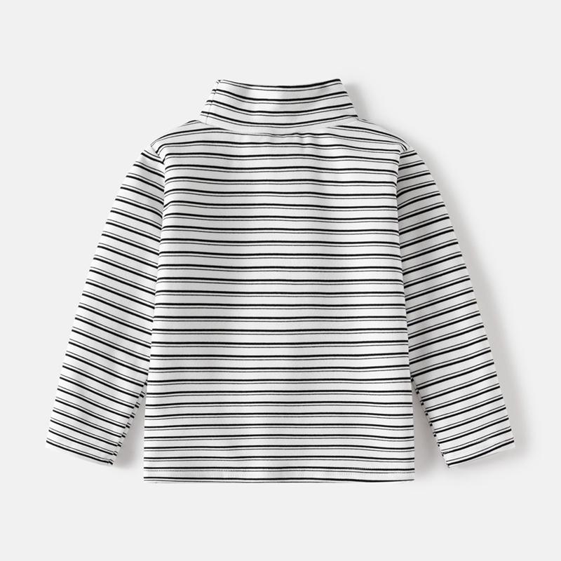 Yüksek Yakalı Uzun Kollu Çizgili Çocuk Tişörtü