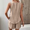 Women's Summer Premium Sleeveless Strappy Top Vest Shorts Set Casual Two Piece