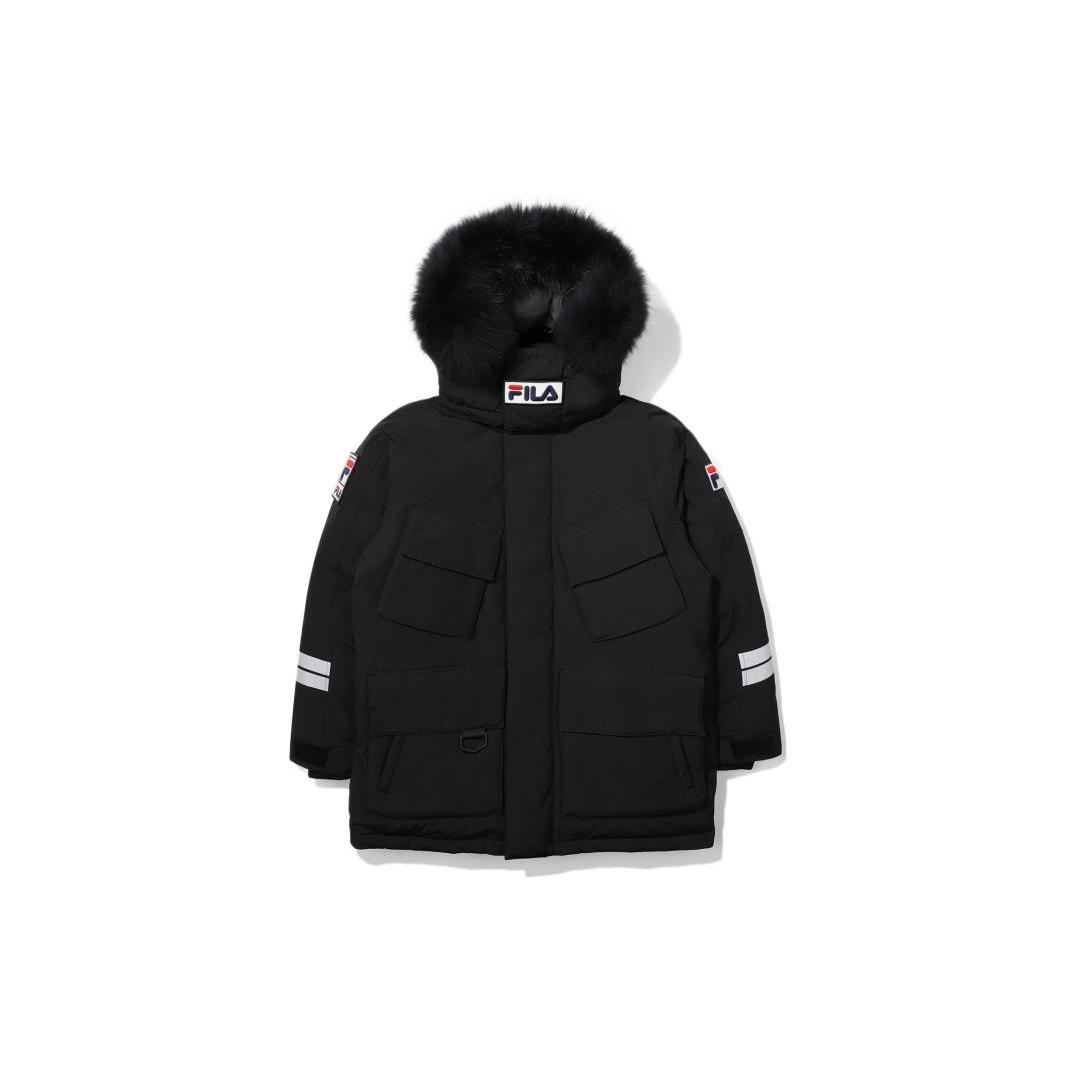 FILA Down Jackets Men s Black Hooded Moderate Quilted Down Jacket FS2DJE4121X-BLK 095