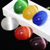 45mm Multicolor Cat's Eye Gemstone Egg Shaped Crystal Eggs Ornament Fish Tank Home Decoration Easter Gift