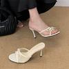Fashion Bailamos 2025 Summer Brand Women Slipper  Ladies Elegant Thin High Heels Dress Pumps Shoes Fashion Open Toe Slip On Slides