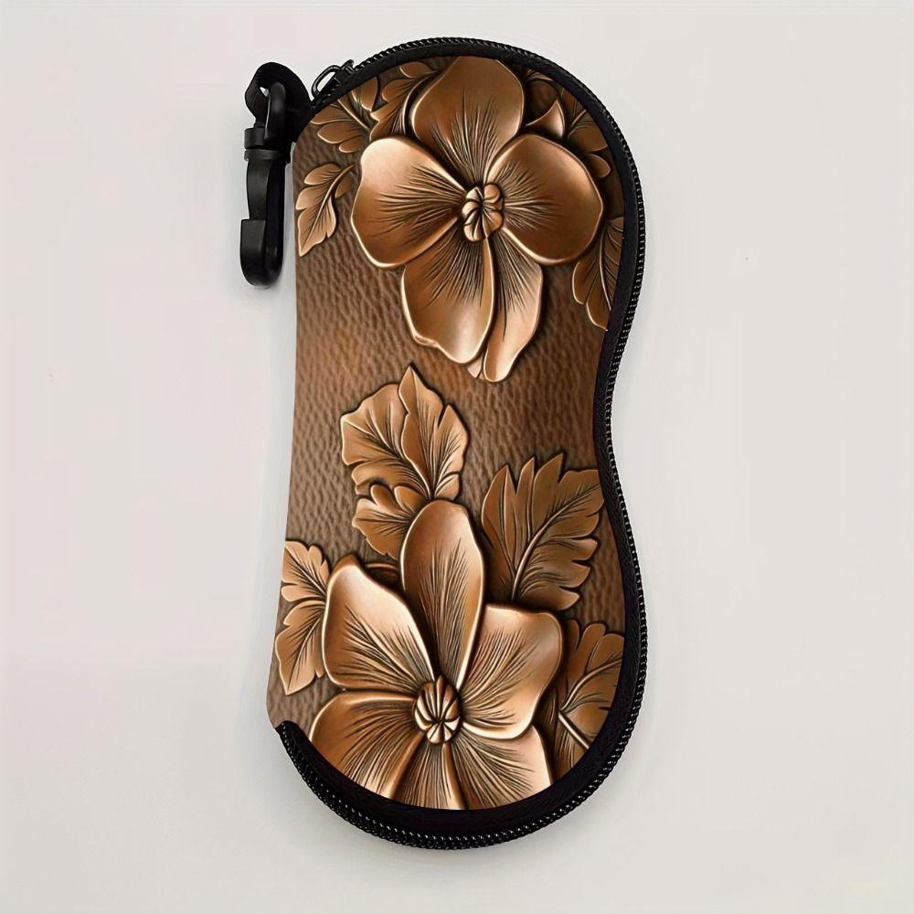 Hanging Sunglasses Storage Bag Leather Sunglasses Holder Butterfly Print Eyeglass Case  Women