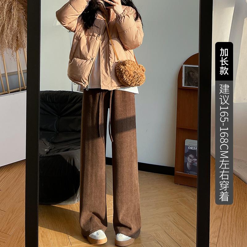 Chenier herringbone wide-leg pants women's pants spring and autumn new thin loose straight-leg pants women's high-waisted casual pants