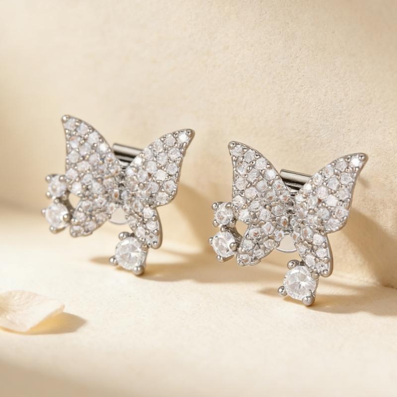 Elegant Butterfly Zircon Studded Ear Clip For Freeclip 1/2 Headphones Clip on Charm Earphone Jewelry Gold /Silver