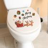 Cartoon-Weihnachtsmann, Rentier, Geschenke und englischer Slogan Toilettenaufkleber für die Heimdekoration