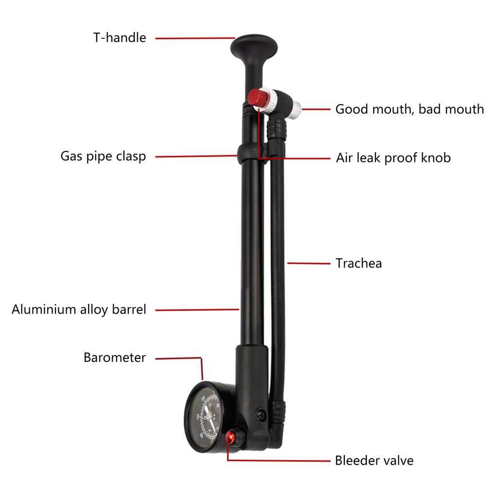 Portable Bicycles Shock Pumps High Pressure Front Fork Pumps with Gauge Bike Suspension Pumps Cycling Accessories