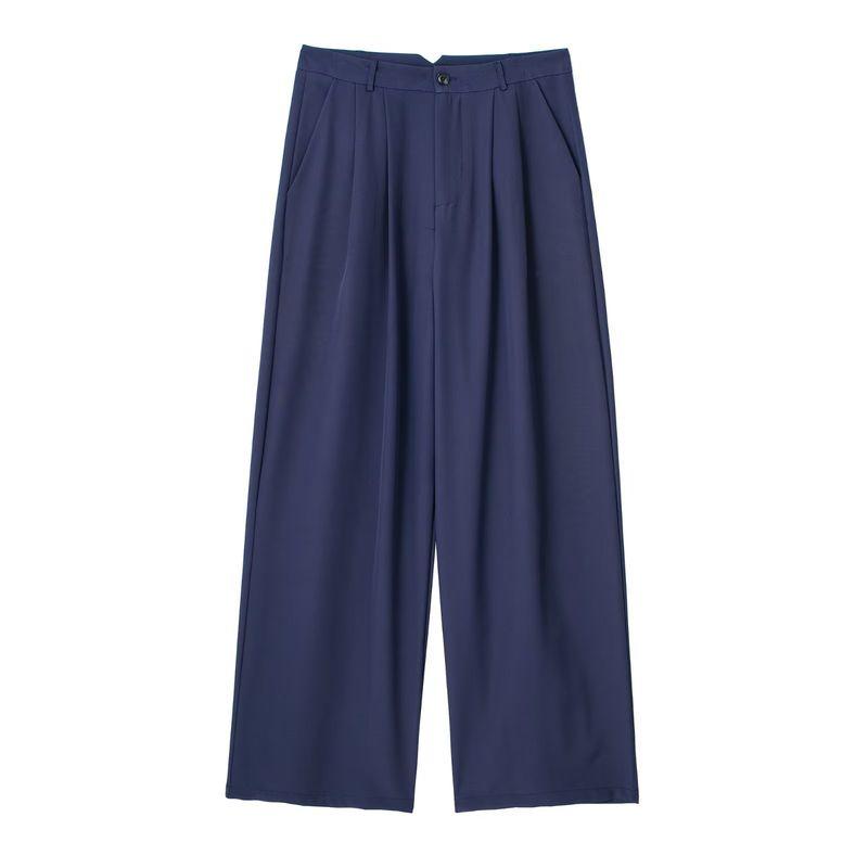 

Kaslead Women s Clothing Slim Looking High Waist Casual Loose Pants Navy blue M