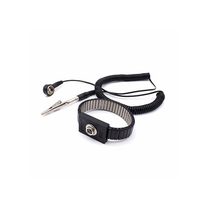 Bracelet de poignet ESD - Quadrios - Noir - Bouton pression - 10 mm