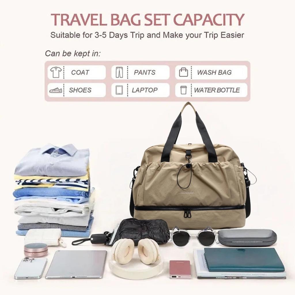 Large Capacity Travel Duffel Bag - Spacious Weekender Duffel Bag Sports Fitness Yoga Bag Ideal for Business Trips Vacations and Daily Commutes