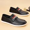 Soft Comfortable Leather Business Casual Shoes Flat Bottomed Non Slip Gentlemen's Versatile Loafers Men's Low Cut Walking Shoes