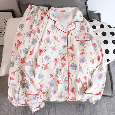 Roupa de Casa Estampa Floral Decote V Conjunto de Pijama Feminino Arte Estética Macio Conjunto de Pijama Doce Casual Outono Roupa de Dormir