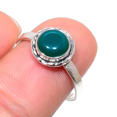 Natural Green Onex Gemstone Handmade 925 Sterling Silver Jewelry Ring S.9 H1p17