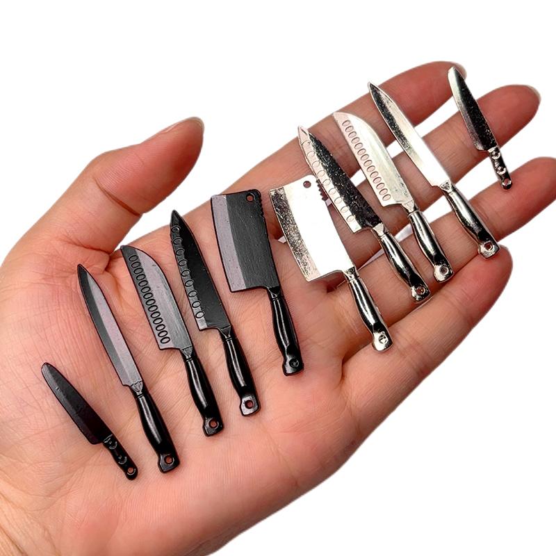 5Pcs/Set Alloy Mini Kitchen Knife Doll Accessories Toys 1/6 Scale DIY Miniature Dollhouse Cooking Utensils Model