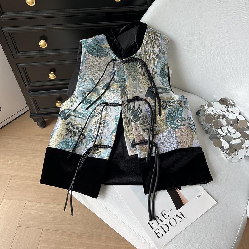 

Ретро жилет женский 2025 новый темпераментный универсальный высококлассный топ 3XL ([Recommended 138-75kg]) синий