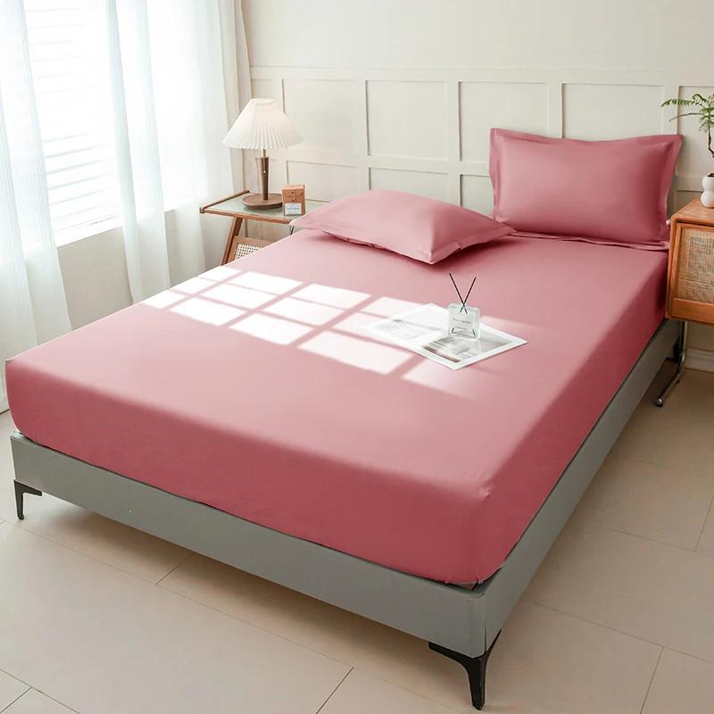 

Водонепроницаемая простыня на резинке с эластичной лентой 360°, наматрасник, покрывало для односпальной, двуспальной, королевской, полуторной простыни only 2pcs pillowcase розовый