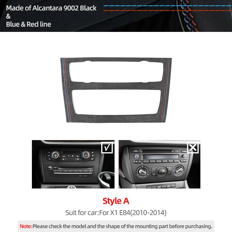 

For BMW X1 E84 Made of Alcantara Car Interior Center Console Air Condition CD Panel Trim Performance Sticker Tuning Accessories Red Blue Style A