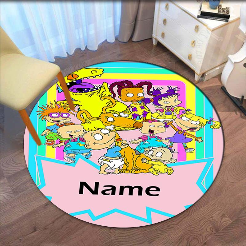 Custom Name Rugrats Printed Round Rug Carpet Chair Rug Area Rug Entryway Doormats,for Office Chair Living Room Bedroom Kitchen Room.