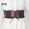 Corset Waist Belt for Women Lace Up Tied Waspie Elastic Wide Belt for Dresses Halloween Pirate Costume Accessory