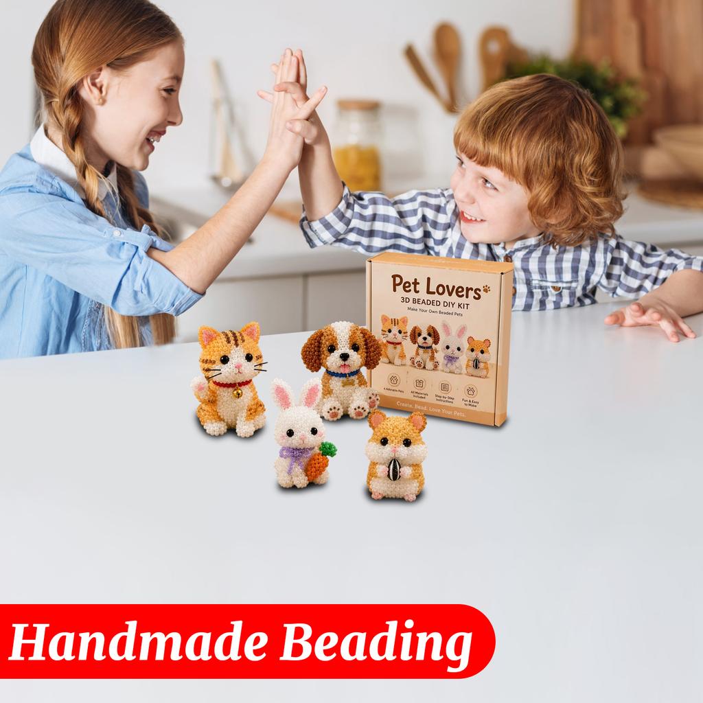 3D Beaded Animal Kit DIY Bead Pet Making Set for Kids and Adults Includes Materials and Instructions for Multiple Designs