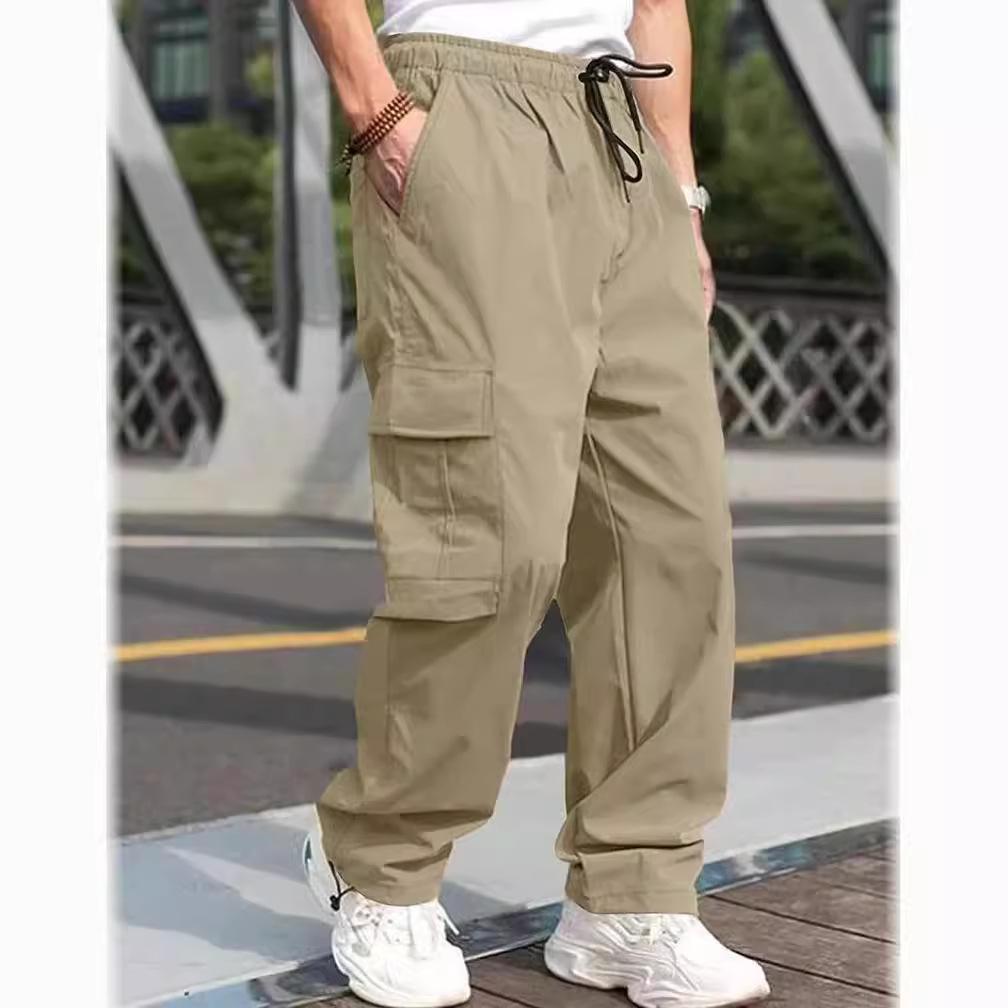 Summer 2023 Men's Loose Straight-Leg Cargo Pants - European and American Style