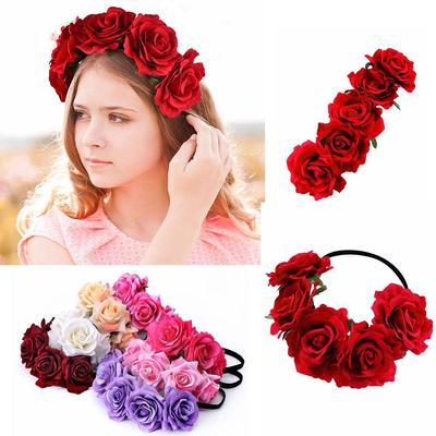 Mädchen Krone Blumig Rose Blume Stirnband Haarreif Hochzeit Haarkranz Kopfschmuck