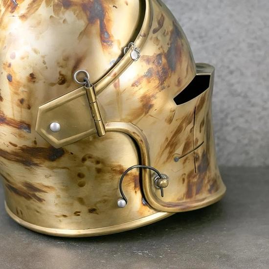 Mittelalterlicher Barbuta Helm 18 Gauge Stahl Ritterrüstung Visierter Commando Helm für Cosplay, LARP Sammlergeschenk