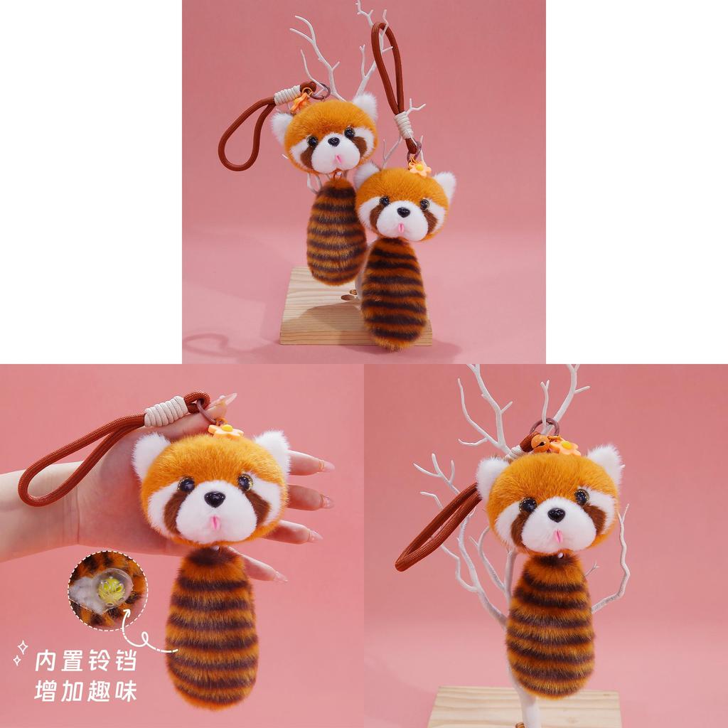 Plush Panda Keychain With Tongue Pull String And Bell For Bag Decor And Collectors Gift