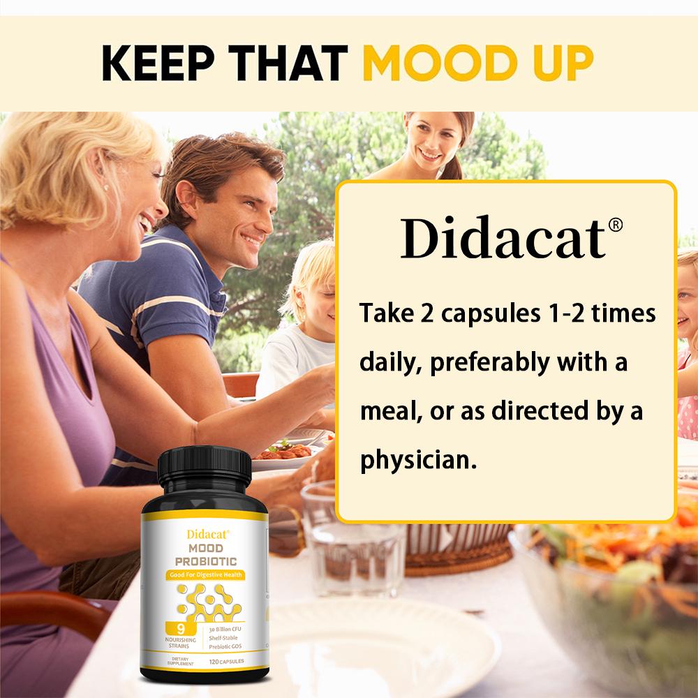 Mood Probiotics 30 billion CFU, containing prebiotics, supports mood and digestion, 120 capsules