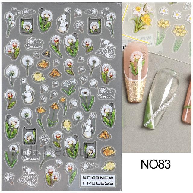 Nail Art Stickers Ins Spring Small White Flower Sunflower Butterfly Tough And Thin Series Adhesive Nail Stickers