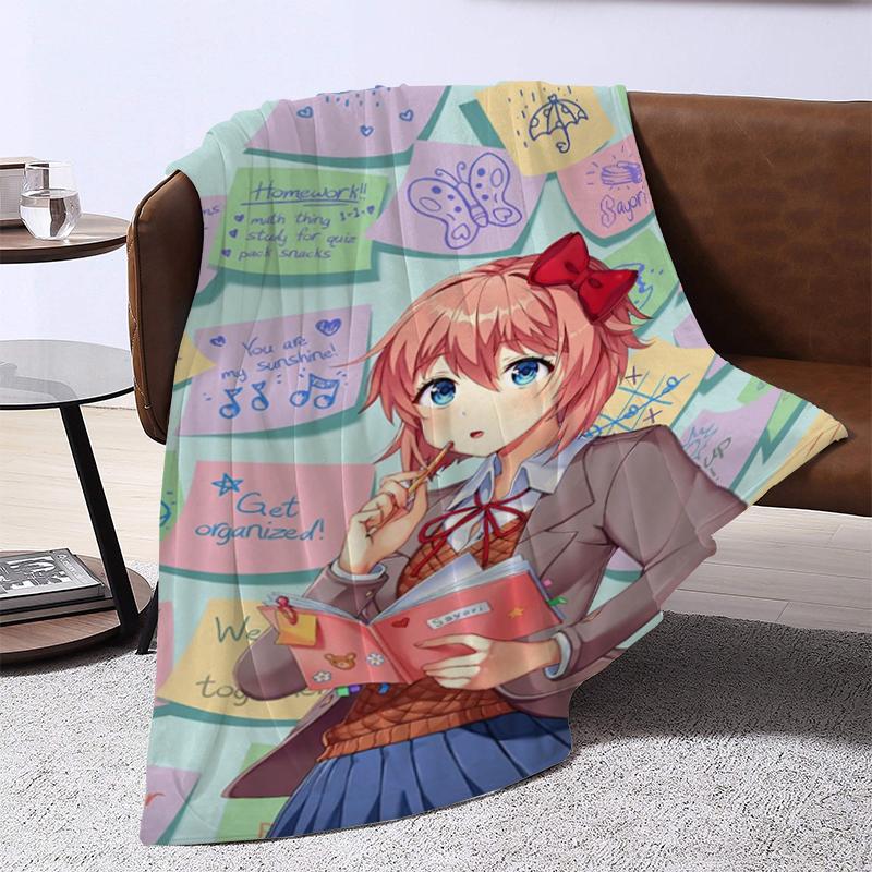 D-Doki Doki L-Literature Club Anime Throw Summer Blanket Fluffy Microfiber Bedding Portable Bed Blankets for Decorative Sofa