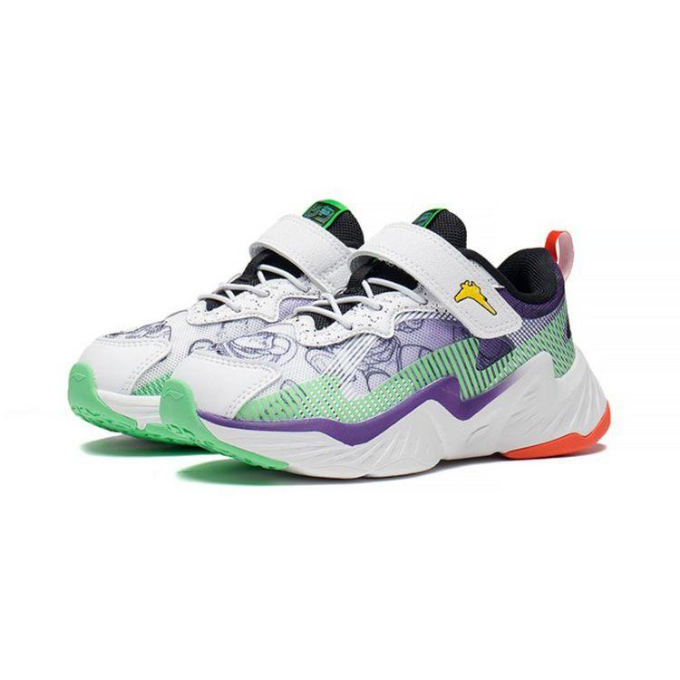 Disney X Li Ning Comfortable Versatile Non-Slip Shock Absorbing Durable Lightweight Kids Casual Shoes Kids Casual Shoes White Purple Green YKNS122-1