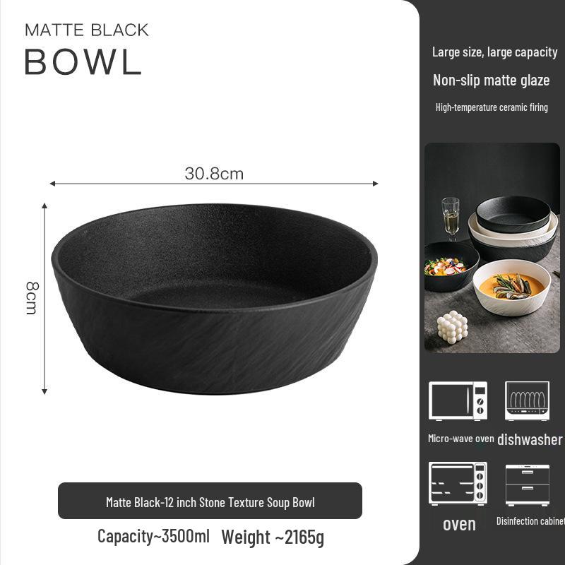 Ceramic Large Capacity 12-Inch Bowl for Soup, Sauerkraut Fish, Boiled Fish, Noodles, and Mao Xuewang.