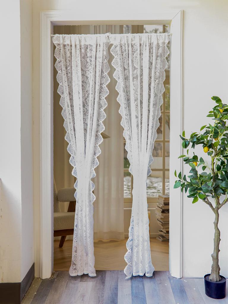 1 x weißer Spitzenvorhang, Fenstervorhang für Wohnzimmer, romantischer Spitzengaze-Vorhang für Hochzeiten und Feiertage.