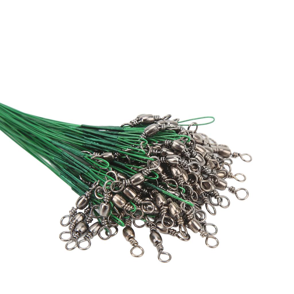 100PCS Fishing Leader Swivels Snap Anti Corroison Hard Steel Wire Leader for Saltwater 15cm / 5.9in