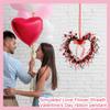 38cm Realistic Heart-shaped Floral Wreath, Valentine's Day Ribbon Pendant, Wedding Wreath Decoration.