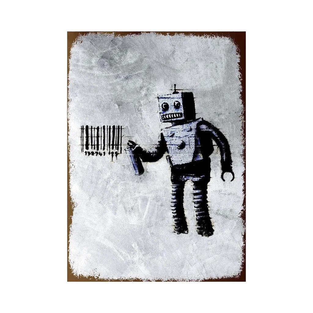 Banksy Graffiti Art Metal Tin Sign Poster Street Wall Painting Love Little Boy Poster Living Room Corridor Bar Home Decoration
