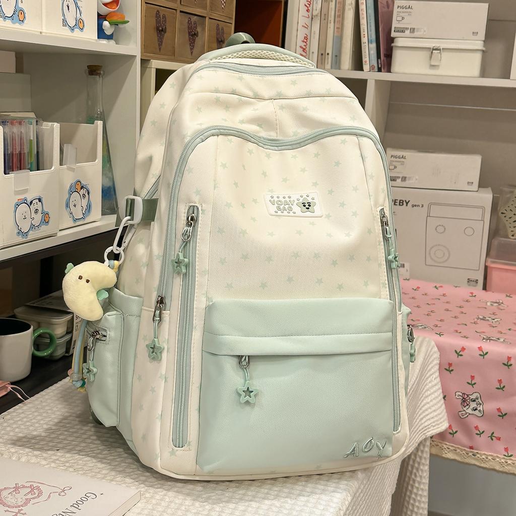 Schoolbag Fresh and Simple Middle School Student New Schoolbag Girl High Value Star Printing Campus Large Capacity Travel Backpack