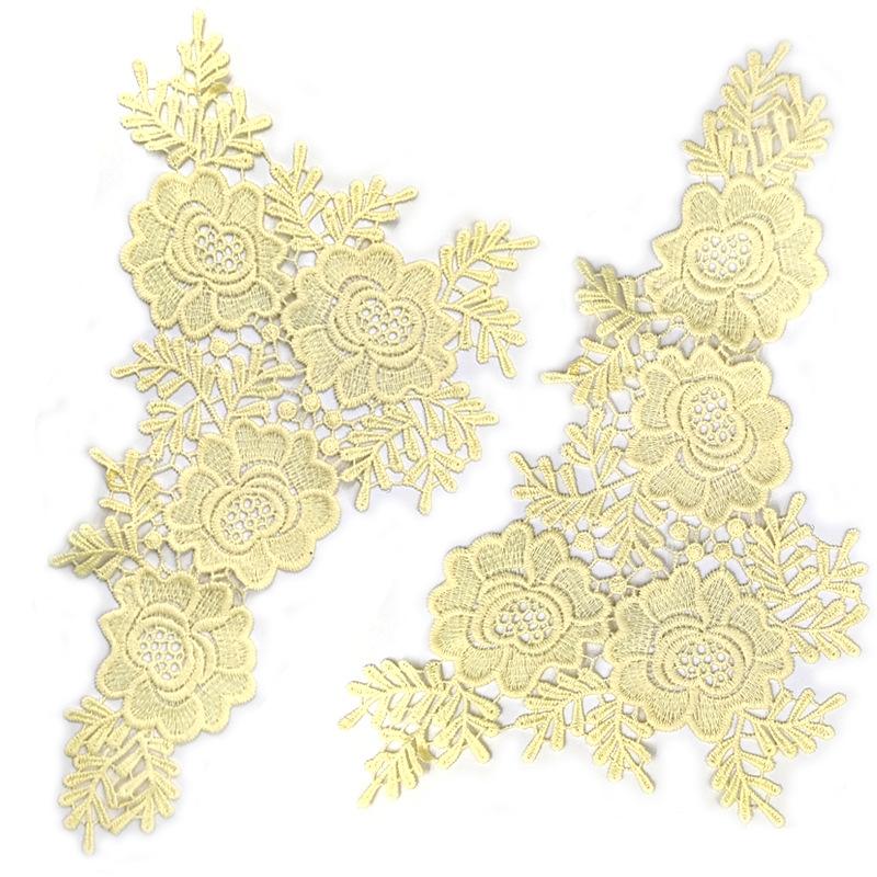 Water soluble lace pair flower, polyester light silk embroidered collar flower, three-dimensional hollow corsage DIY lace accessories