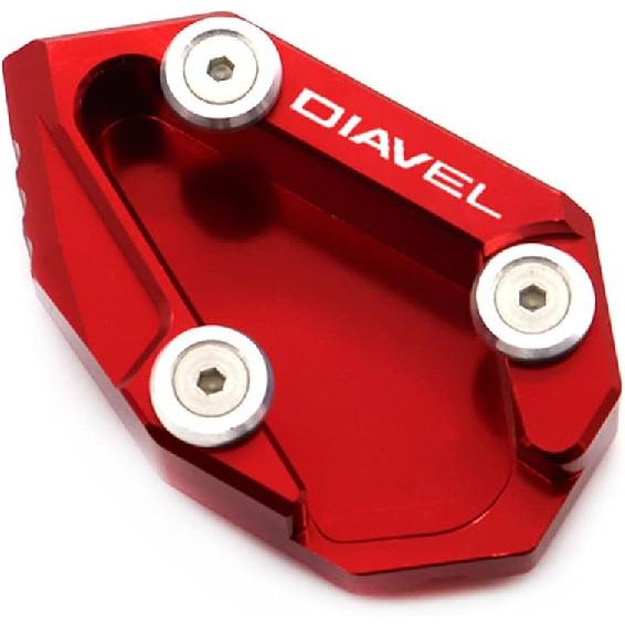 Motorcycle Foot Stand Side Enlarger Kickstand Stand Extension Plate Pad Compatible with Ducati Diavel 1200 2010-2017 (Red)