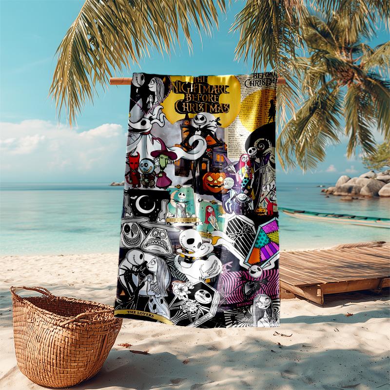 1pc Nightmare Before Christmas Art Microfiber Beach Towels Quick Dry Towel Sand Beach Towels Pool for Travel Swim Pool. S7290143