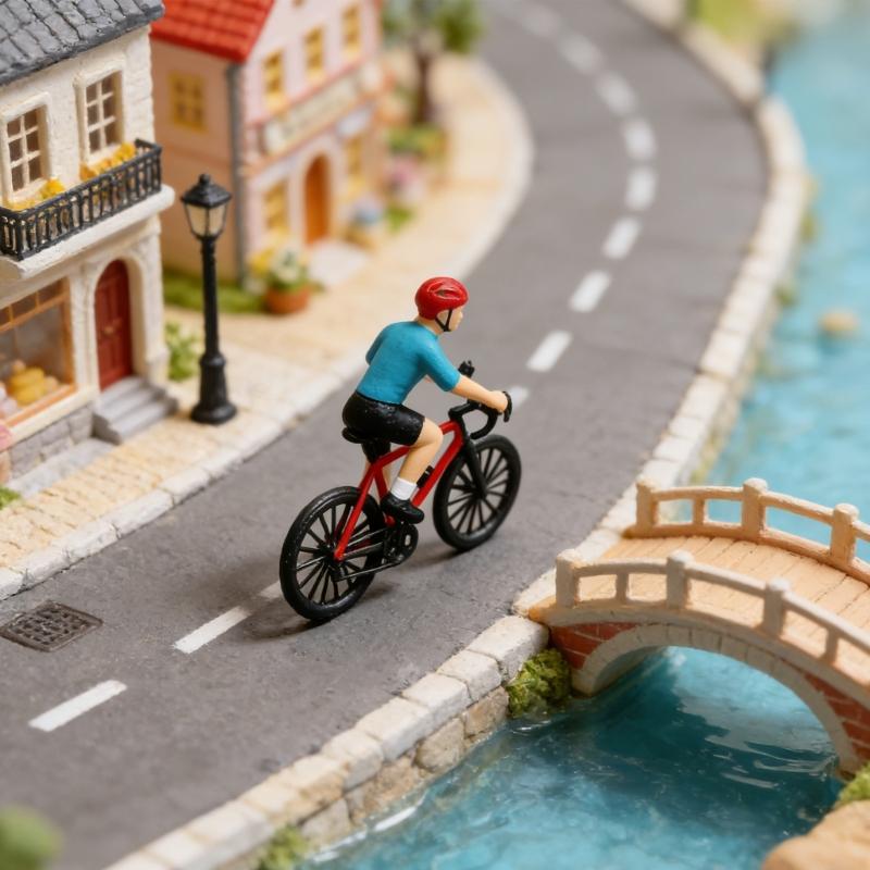 1:64 Cycling Statue Miniature Craft Cycling Scene Miniatures Resin Texture Suitable for Desktop Decorating and Present