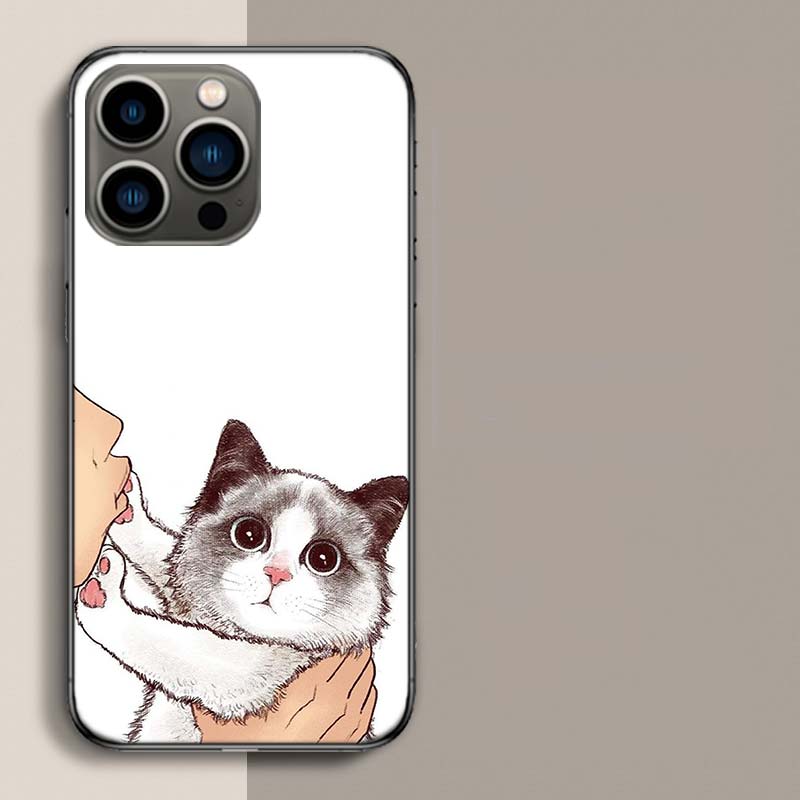 Kiss Cat Cute Kitten Cartoon Phone Case For Apple Iphone 16E 16 17 Pro Max Air 15 Pro 14 Plus 12 13 Mini Cover Cute Fund
