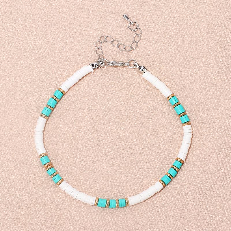 Bohemian beach beaded anklet, personalized handmade fashion temperament soft pottery foot decoration