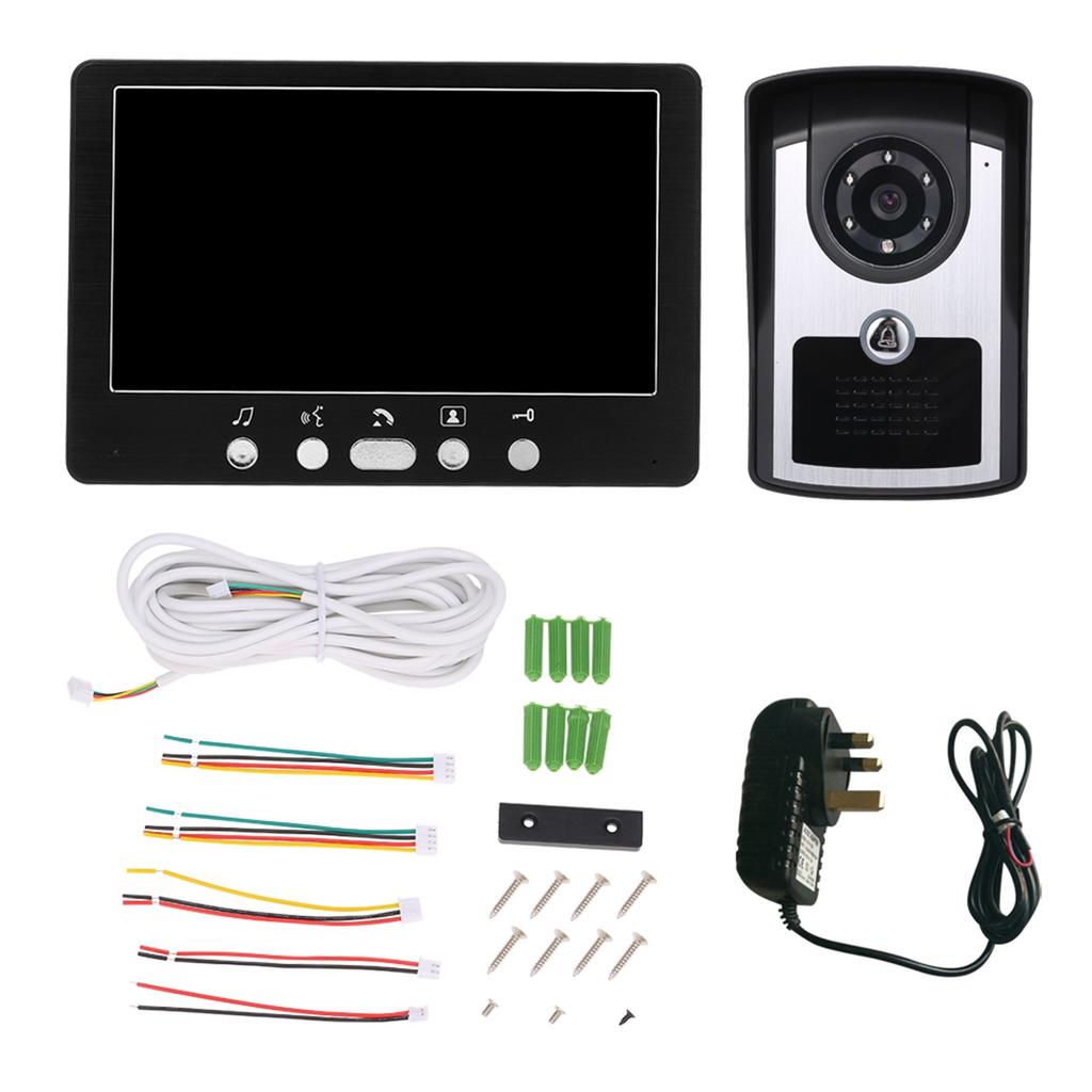 7 inch Monitor HD Camera Video Door Phone Doorbell Intercom System IR Night Vision Wired Doorbell Camera