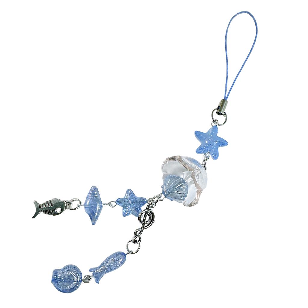 Ocean Themed Beaded Phone Charm Featuring Fish And Conch Elements Stylish Phone Lanyard For A Personalized Touch