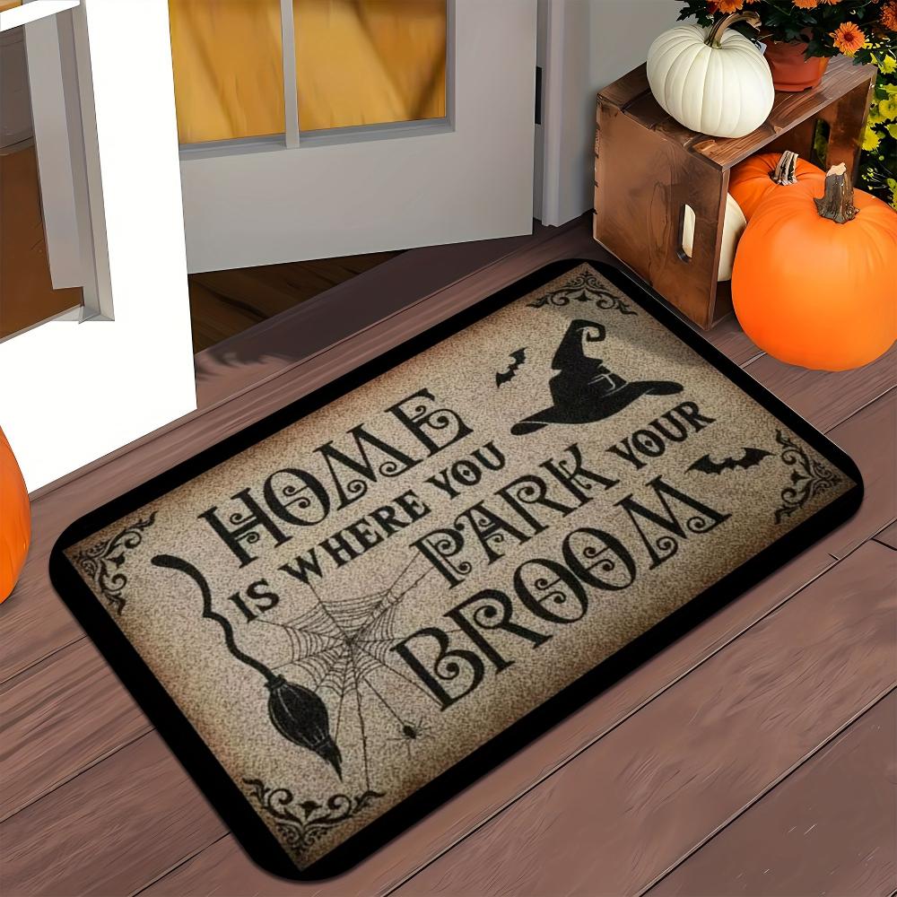Halloween Pumpkin WELCOME Rug Living Room Bedroom Entry Gothic Witch Doormat Outdoor Anti-slip Floor Mat Sofa Foot Mat Kitchen