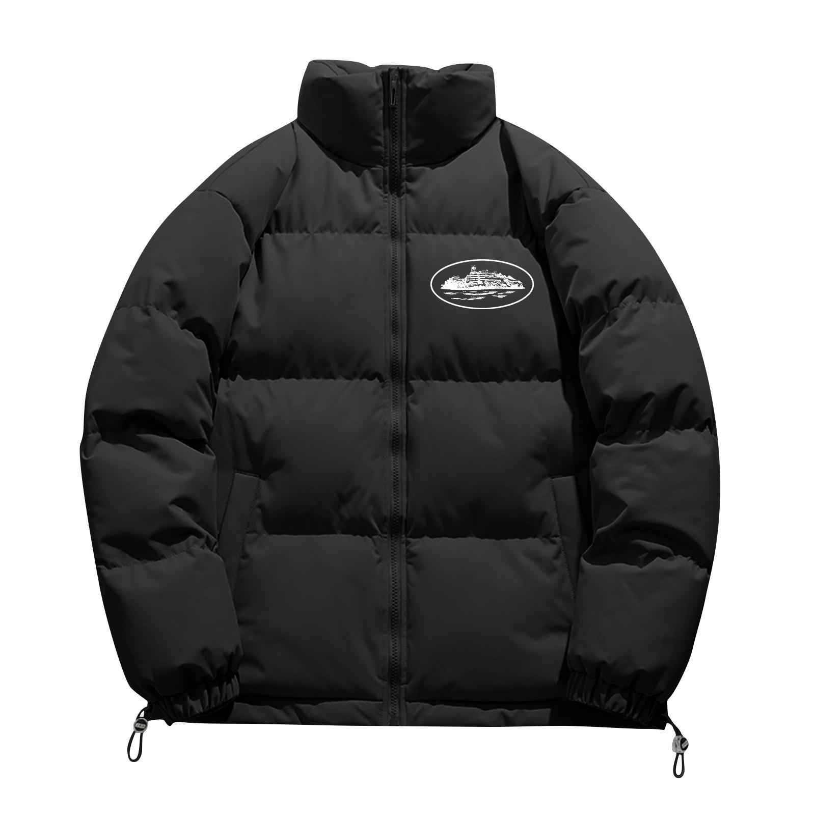 

Мужская и женская одинаковая хлопковая куртка, зимняя утолщенная теплая хлопковая куртка с длинными рукавами, модное короткое пуховое хлопковое пальто XL чёрный