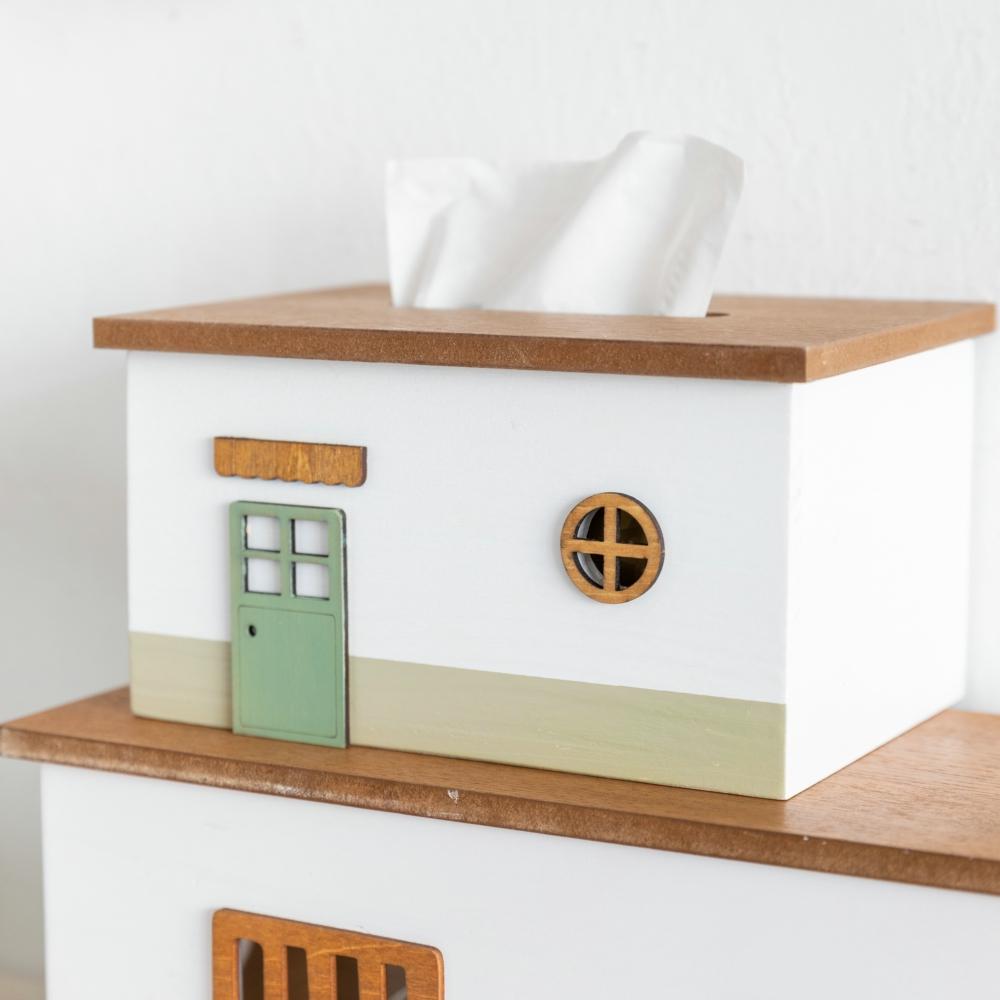 Cute Wooden Tissue Box Creative Fairy Tale House Napkin Holder Organizer Paper Box Container Home Living Room Table Decoration