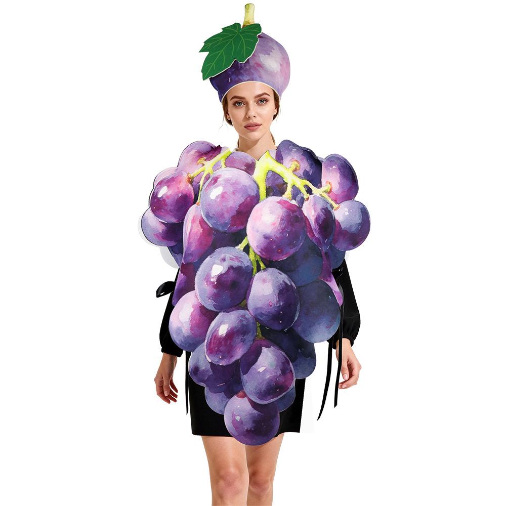 Grape Fruit Costume for Party Halloween Stage Performance, Adult Kids Funny Sponge Outfit, New Fancy Dress